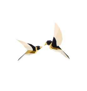 2 OISEAUX OR EN PAPIER 3D