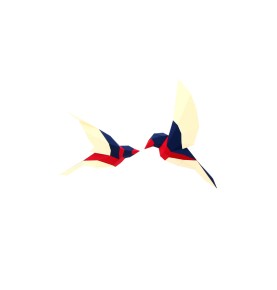 2 OISEAUX ROUGE EN PAPIER 3D